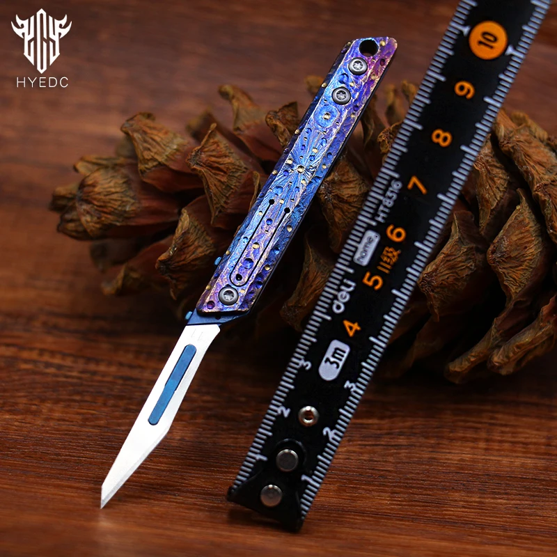 Edition Limited  Hand Carving Starry Sky Titanium Alloy Art Knife Keychain  Portable Art Knife For Disassembly And Express EDC