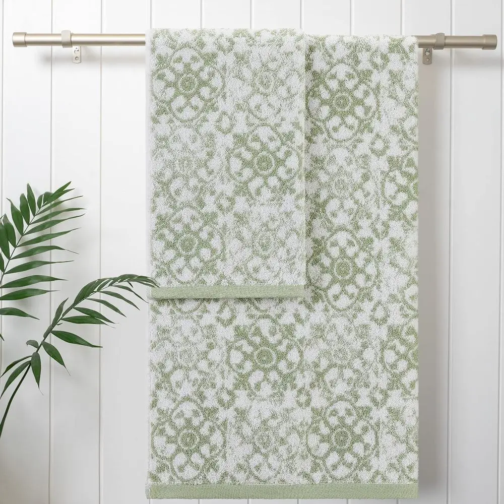 

4-Piece Cotton Towel Set with Hand and Shower Towels, Rusty Green, Machine Washable