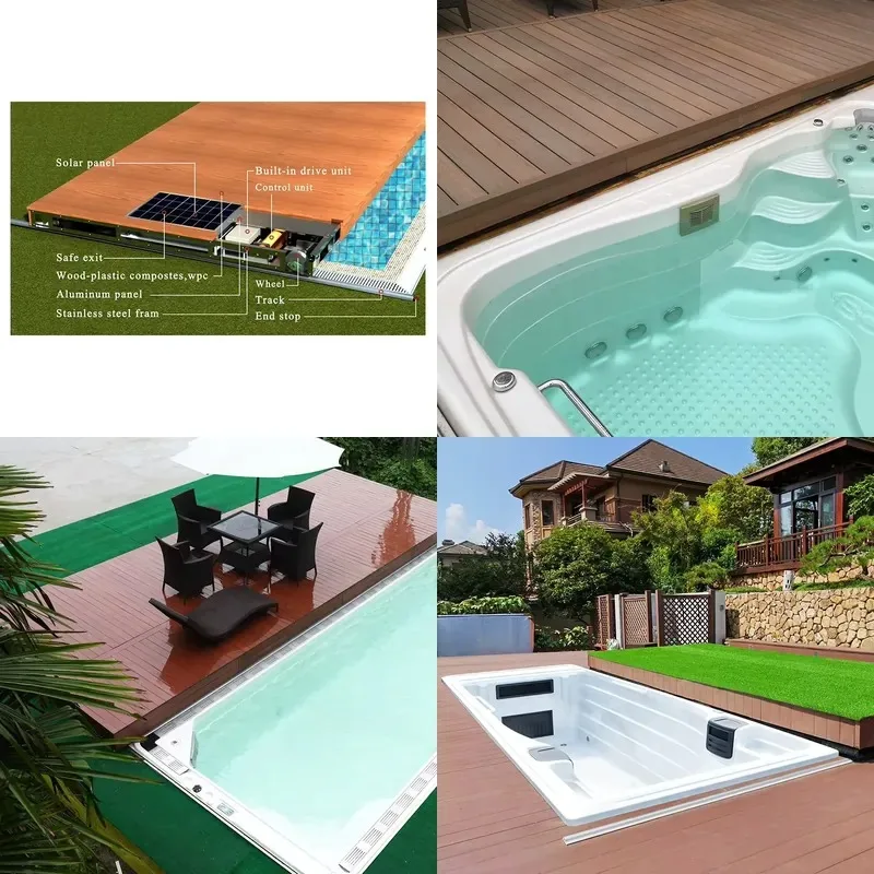 New Design Automatic Mobile Floor Pool Cover Dust Proof Wpc Deck Surface