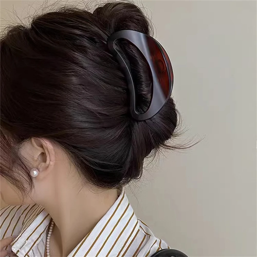 Clip di squalo femminile a forma di arco scavato da 1 pezzo, fermaglio per capelli semplice sul retro della testa, artigli per capelli a spirale