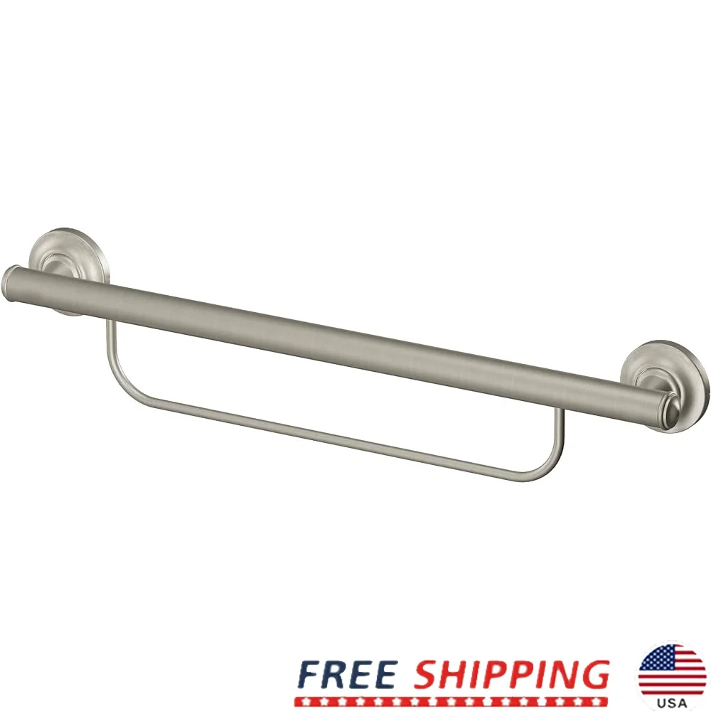 

24-Inch Bathroom Grab Bar with Towel Bar Supports 250 lbs Metal Safety Handle Easy Installation Brushed Nickel Finish