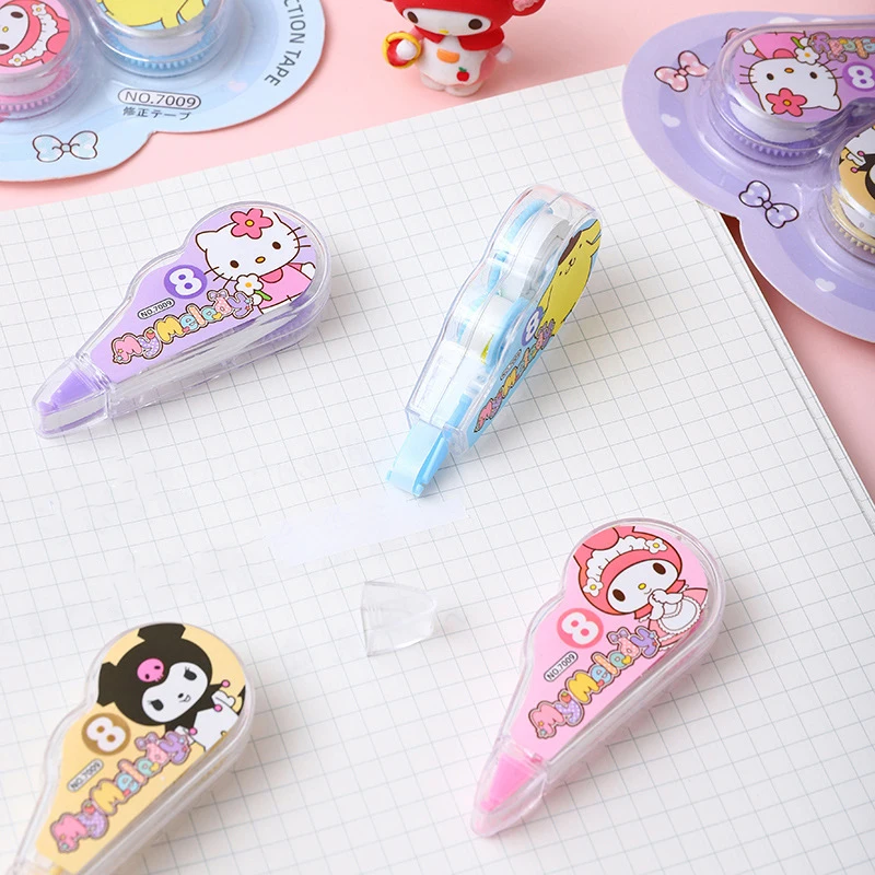 4Pcs/set Sanrio Hello Kitty Correction Tape Kuromi My Melody Pompompurin Kawaii Students Stationery School Office Supplies