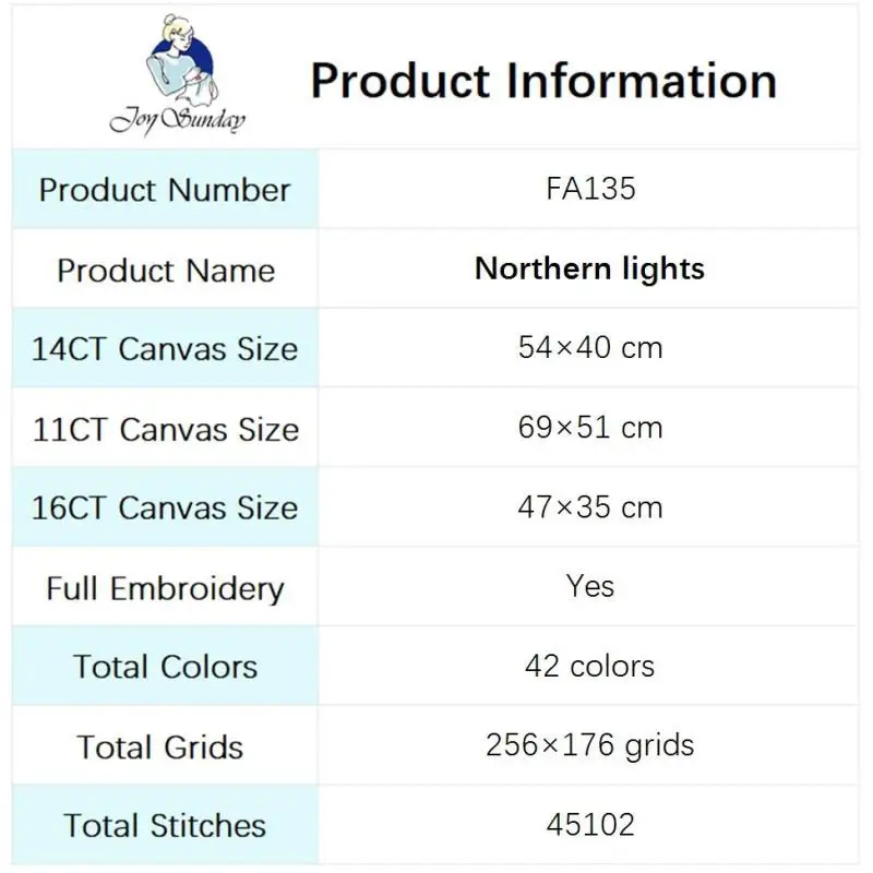 Northern Lights Stamped Cross Stitch Kit DMC Embroidery Thread 14CT 16CT 11CT White Counted Printed Fabric Needlework Sewing Set