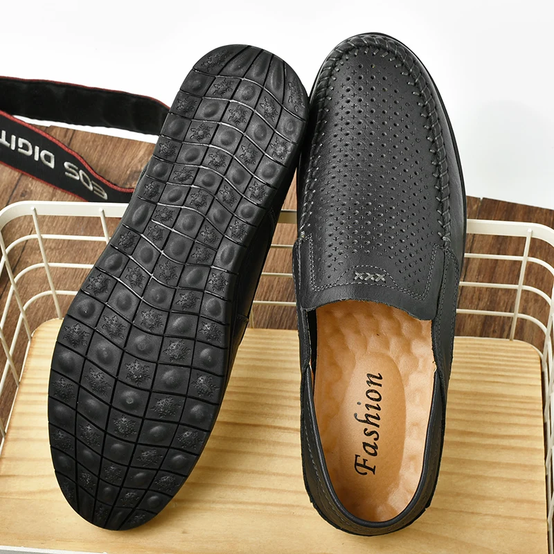 Men's Classic Cow Leather Business Casual Shoes Breathable Comfortable Dad Shoes Live Broadcast Plus Size Casual Shoes