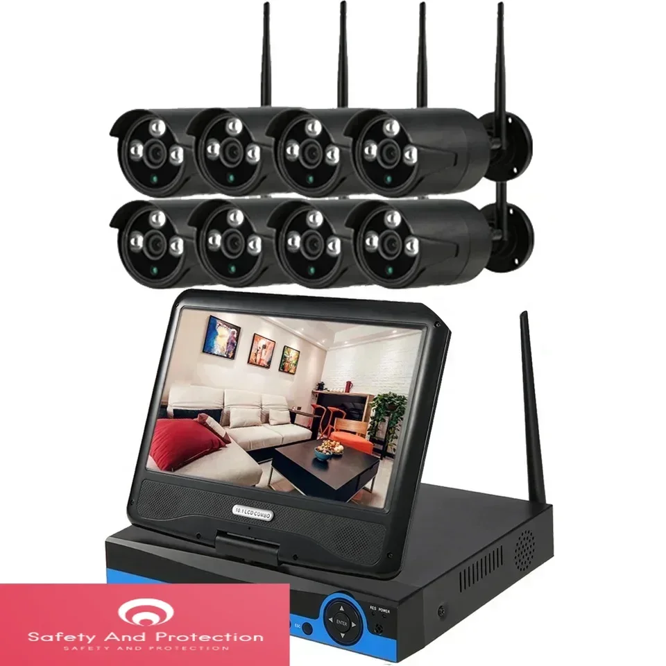 

4ch 8ch 720p 960p H.264 1080p H.265 Wireless 10.1 inch LCD HD Outdoor IP WiFi CCTV NVR Kit Security Camera System