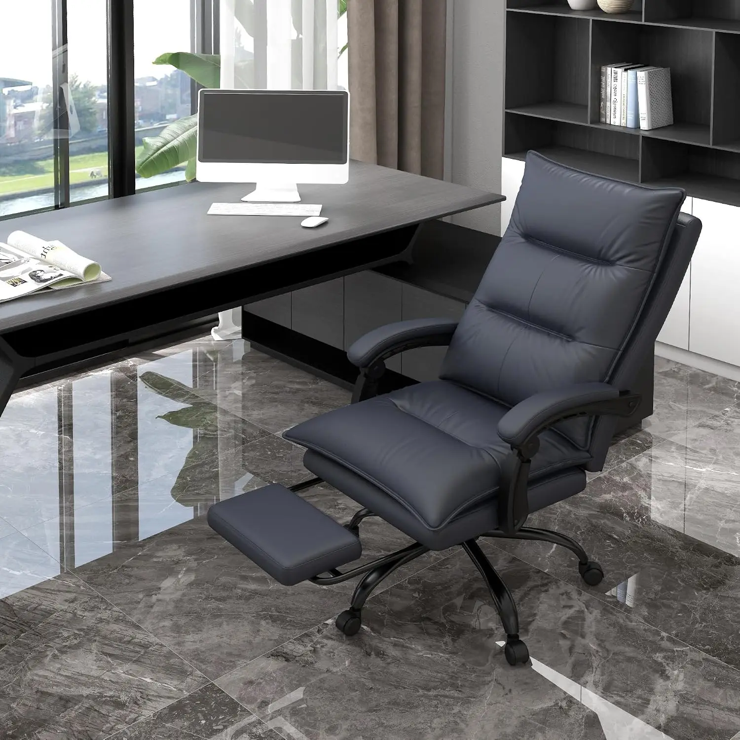 Massage Office Chair with 6 Vibration Points Armrest Charcoal Gray, Customized