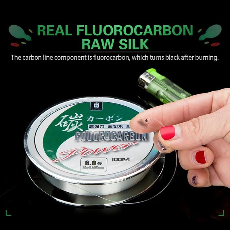100M 100% Fluorocarbon Angelschnur Japanische importierte Kohlefaser-Schnur 1-25kg Monofilament-Sinkleine Meeresangeln im Freien