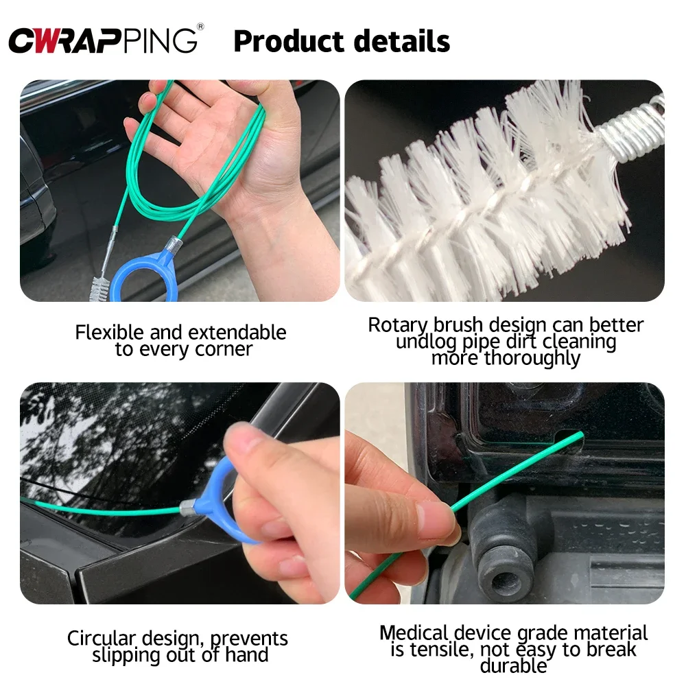 Car Drain Hole Cleaning Brush Flexible Car Sunroof Drain Dredge Cleaning Tools Skylight Drain Pipe Brush Car Wash Accessories