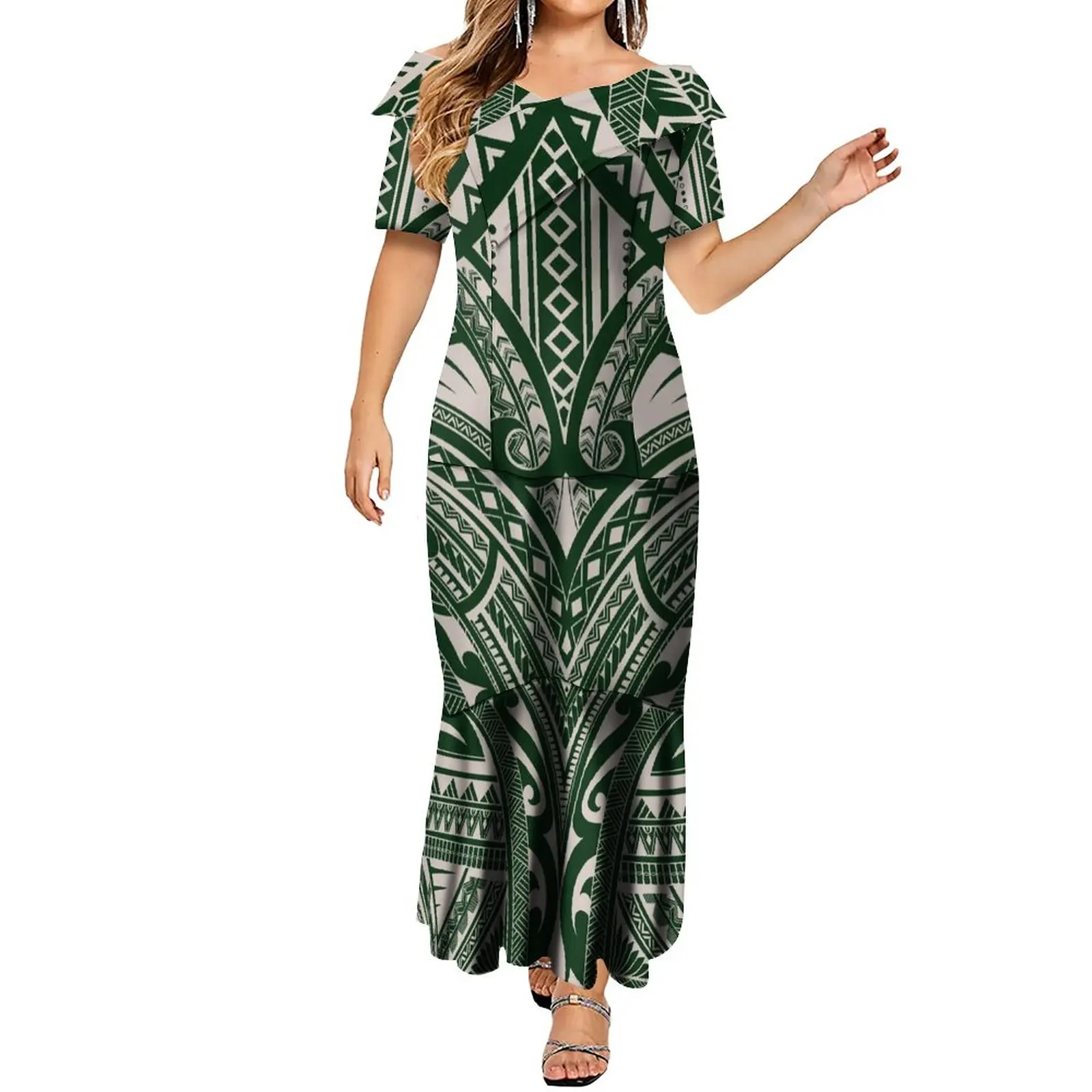 

Fashion Women's Casual Polynesian Women's Dress Custom Classic Vintage Pattern Printed Banquet Dress New Summer Design