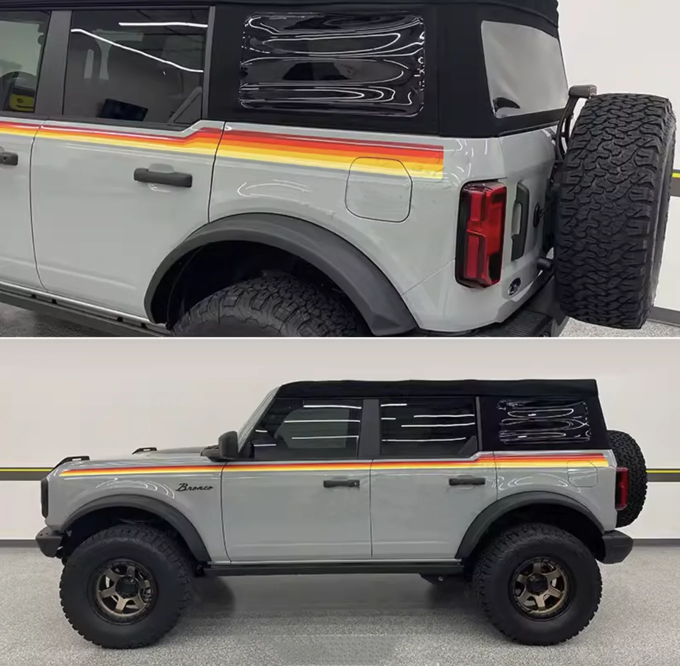 

Modified Side Waistline Stripe Decal Body Line Sunset Stickers Blue Orange Overlay Vinyl Wrap for Ford Bronco 2021 2022 2023