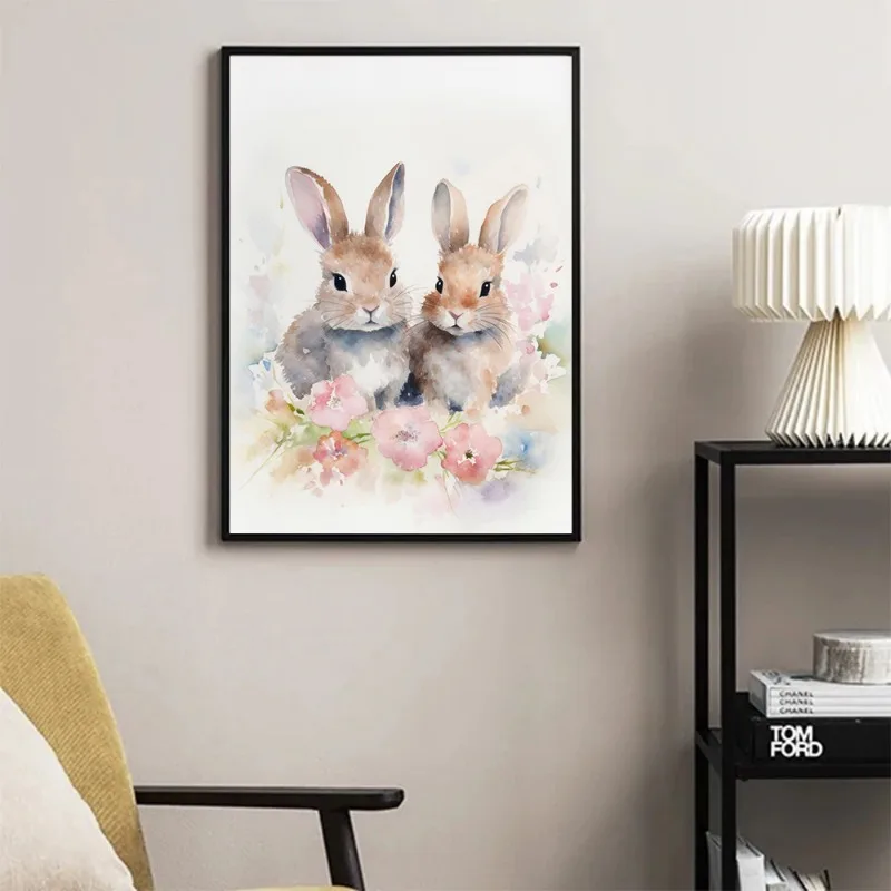 ملصقات و impressions de lapin de Pâques mignon pour chambre d'enfant، صورة d'art جدارية، الانطباع سور تويلي، ديكور دي بيبين