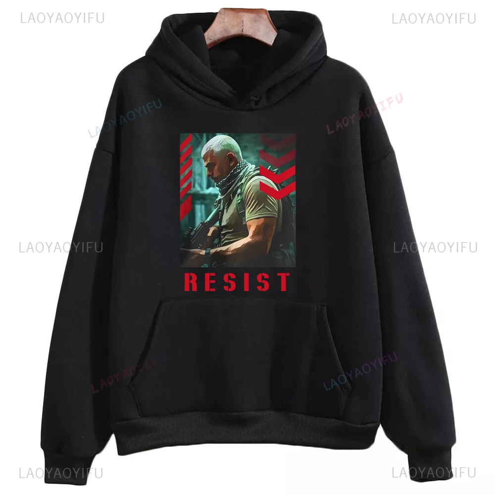 In Memory of Yahya Sinwar Man Woman Hoodie Peaceful Hamas Graphic Autumn and Winter Drop Shoulder Loose Warm Long Sleeve