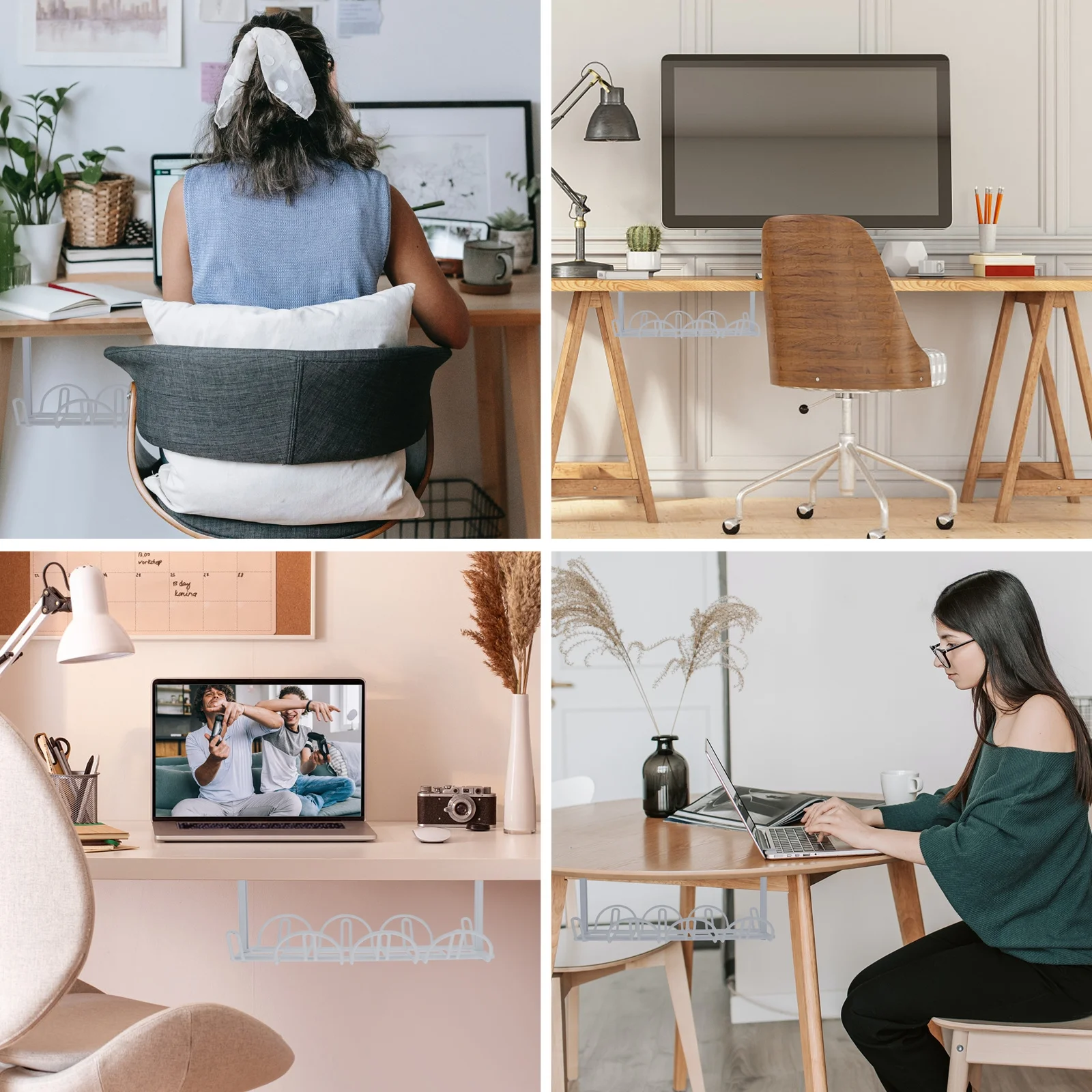 

2 set Power Strip Holders Under Desk Cable Rack Compact Wire Management Bracket For Cord Organizers Storage Durable