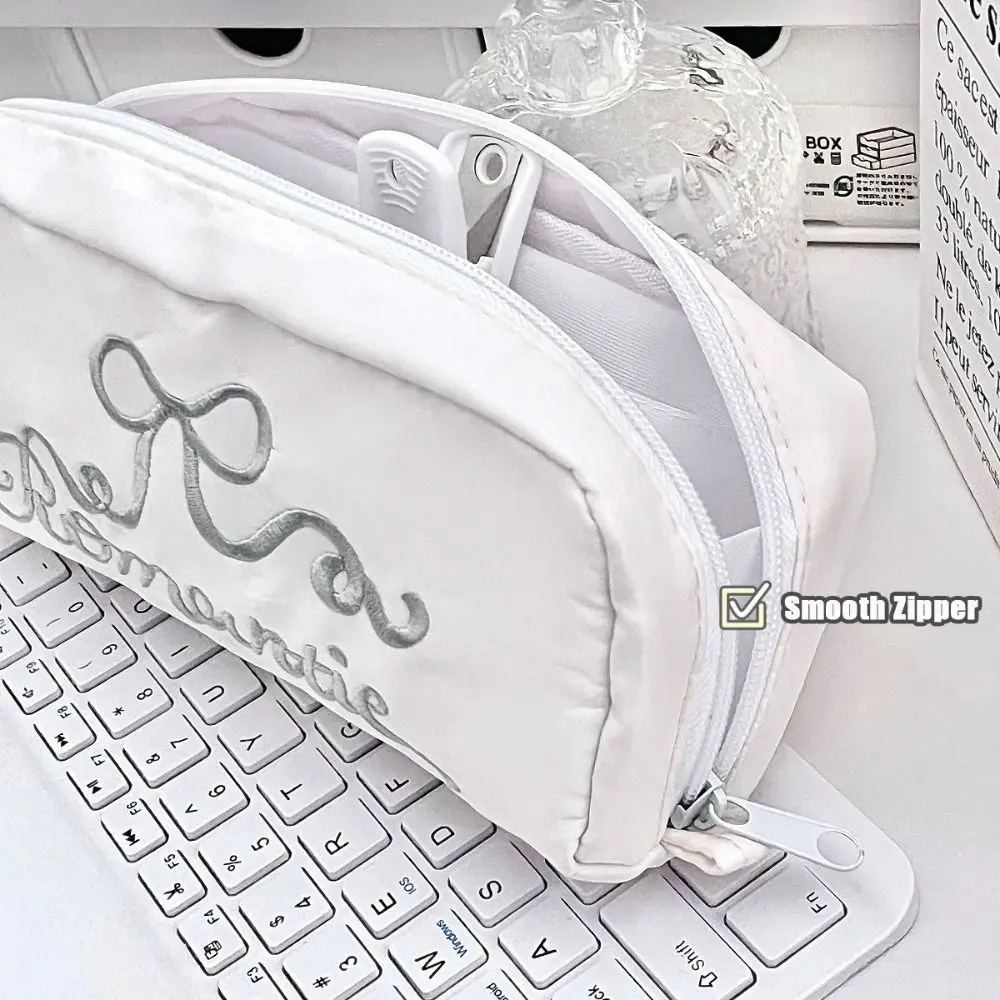 Draagbare canvas pennenzak Grote capaciteit Terug naar school Cadeau Briefpapier Tas Boog Borduurpennendoos Student