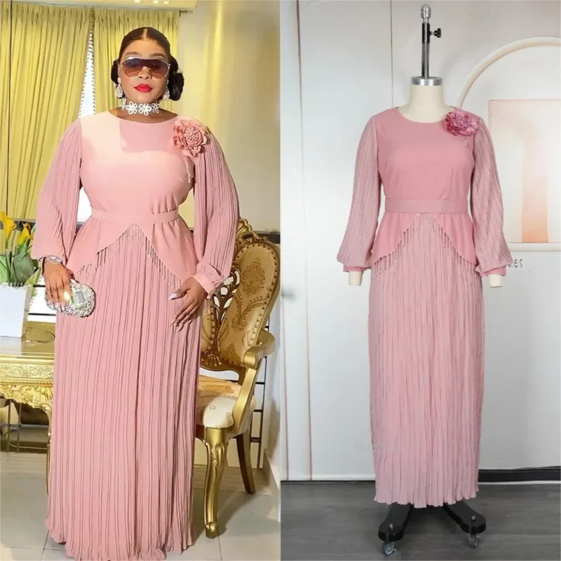 

African Dresses for Women 2025 Africa Clothing Plus Size Evening Party Long Dress Elegant Kaftan Muslim Chiffon Maxi Dress
