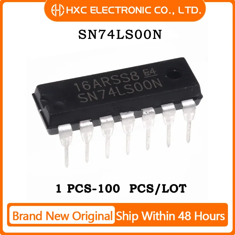 Portón IC NAND 4CH 2-INP 14DIP, 10 piezas/100 piezas, 74LS00, SN74LS00N, 100%, puertas e inversores originales nuevos