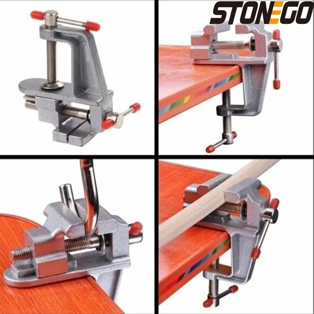 STONEGO 1PC 3.5" Aluminum Alloy Mini Bench Vise, Table Vise, Small Desktop Vise, DIY Tool, Compact Flat Nose Vise