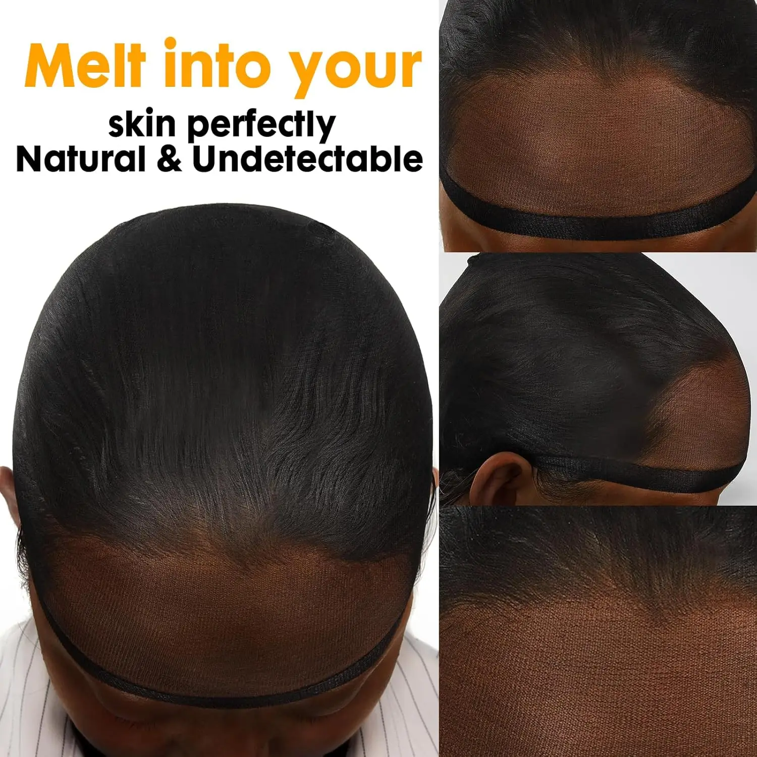 Black HD Wig Cap, Invisible and Breathable Ultra-thin Stretchy Stocking Caps for Lace Front Wigs,Cap for Women&Men for All Sizes