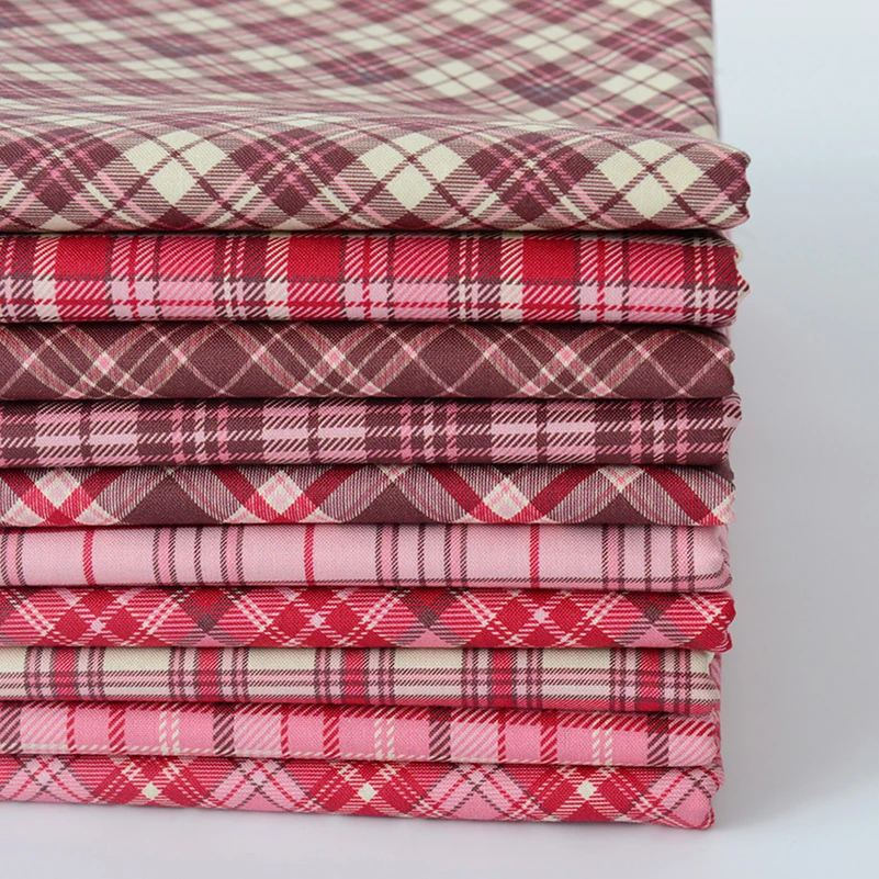 Red Plaid Fabric British Style JK Cotton Woven for Sewing Clothes Skirt DIY by Half Meter