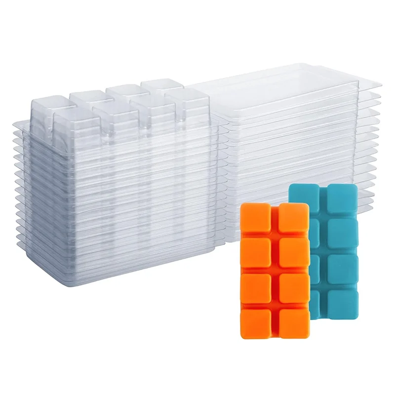

AC88-50 Packs Wax Melt Containers 8 Cavity Clear Empty Plastic Wax Melt Molds Cubes Clamshells For Tarts Wax Melts