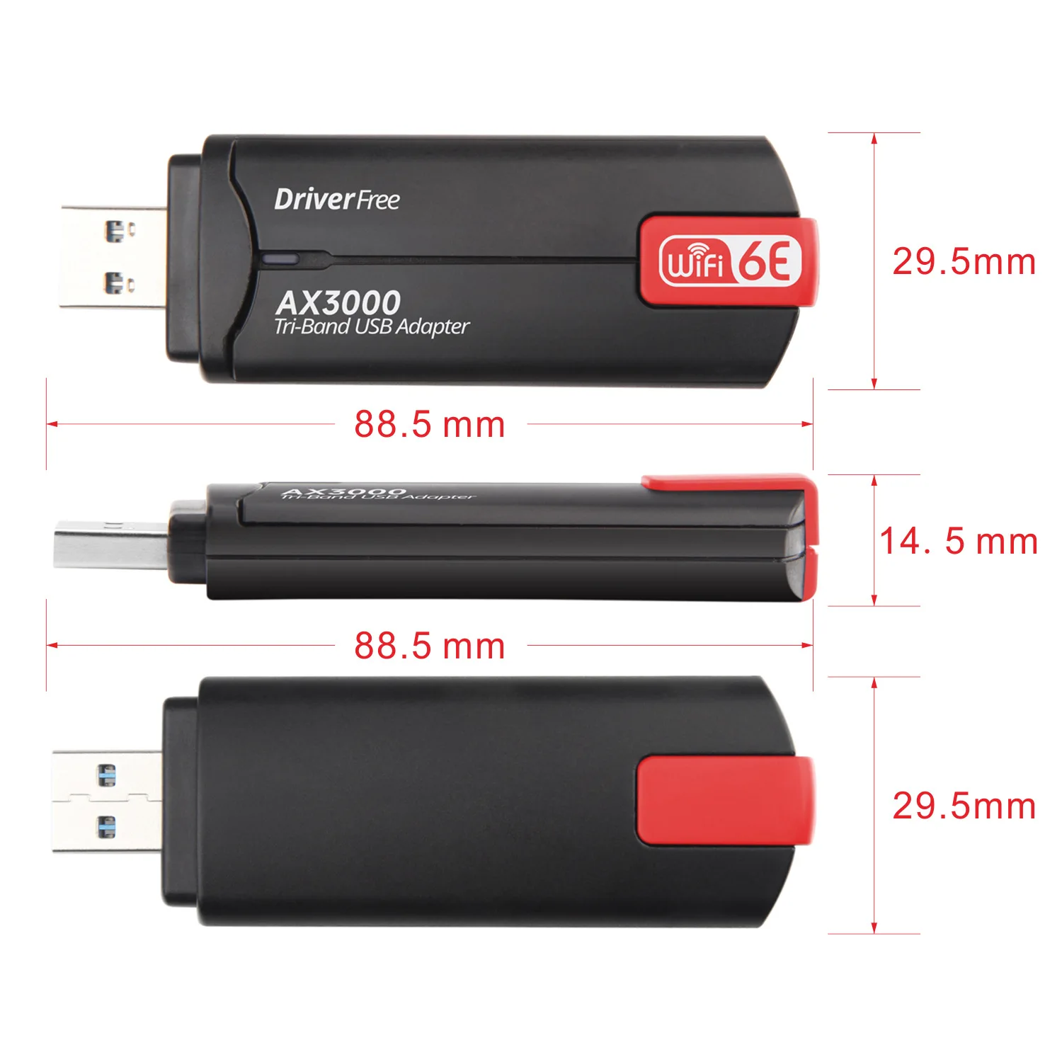 Ax3000 Tri-band Usb 3.0 Wifi 6E Adapter Driver Free RTL8832CU 3000mbps Wireless Network Card