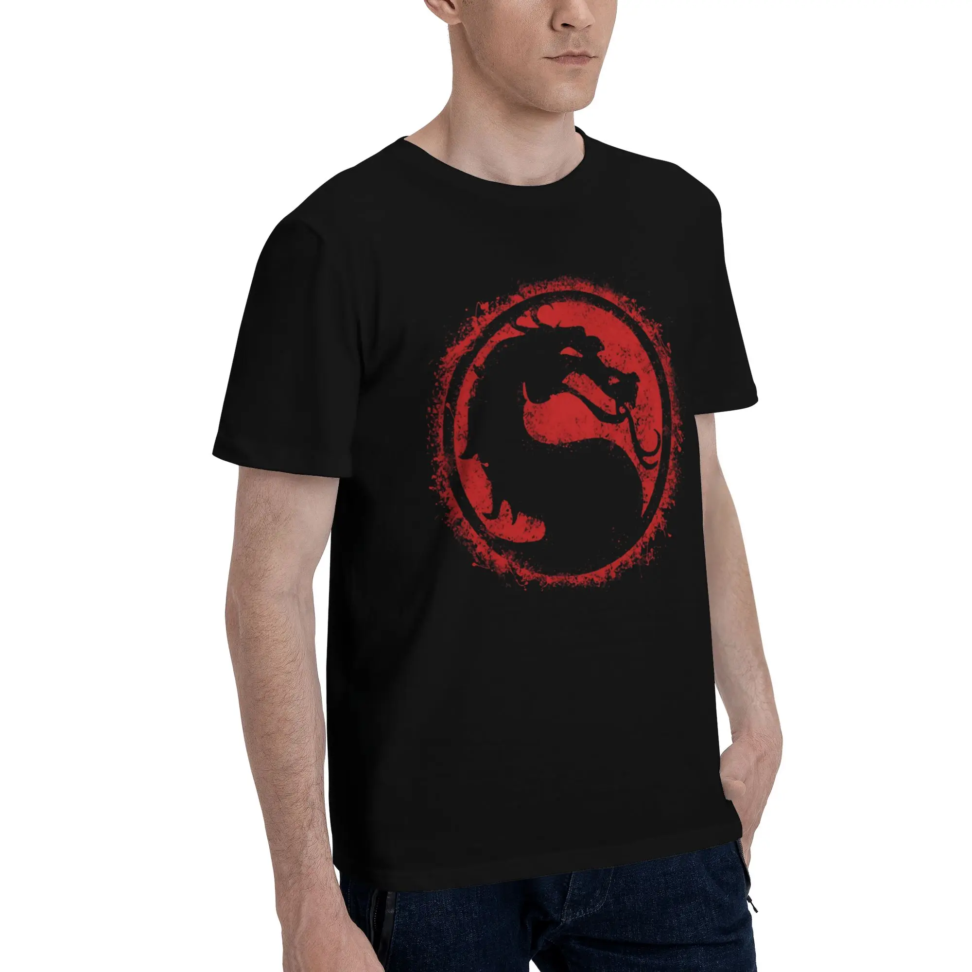 Mortal Splatters Graphic 100% Cotton T-Shirt Mortal Kombat Tops Tees For Men