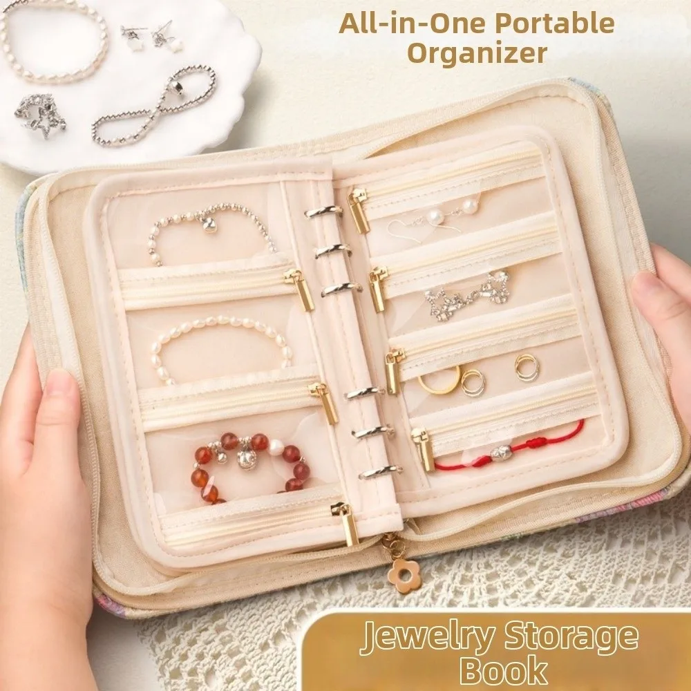 

Butterfly Flower Pattern Jewelry Storage Bag Anti-oxidation Multi-layer Jewelry Organizer Space Saving Grid Storage