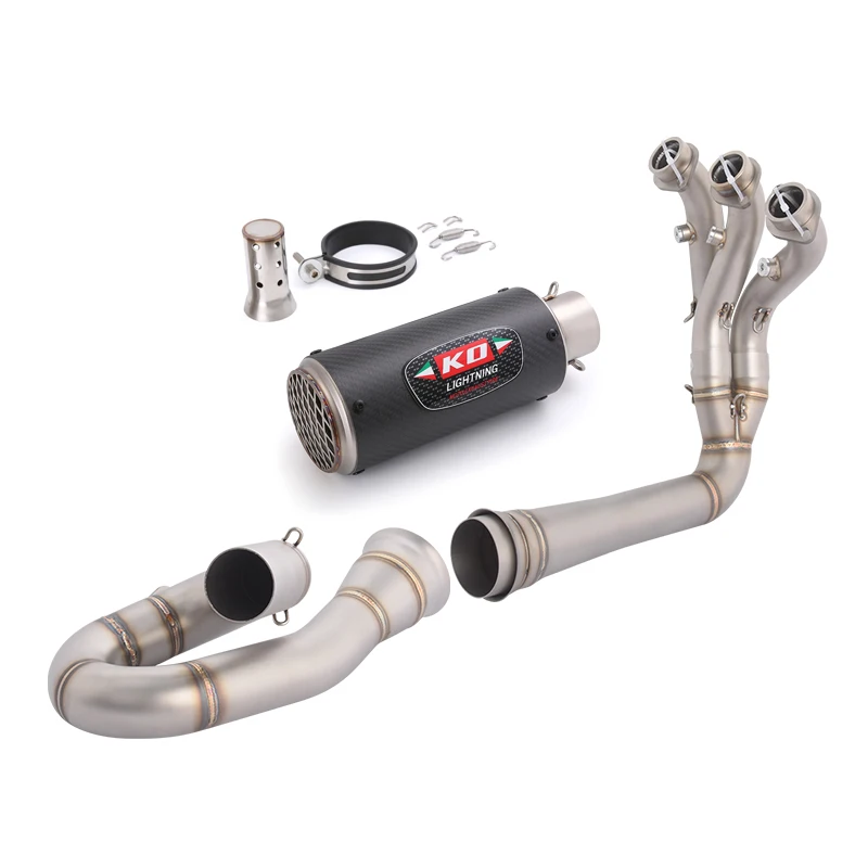 

Slip On For Zontes 703RR 2024-2026 703R 2025-2026 Motorcycle Exhaust Header Link Pipe Carbon Fiber 51mm Muffler Tip Whole System