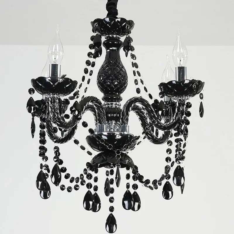 European Style Black Crystal Chandelier lighting for living room lamp dining   creative simple candle crystal