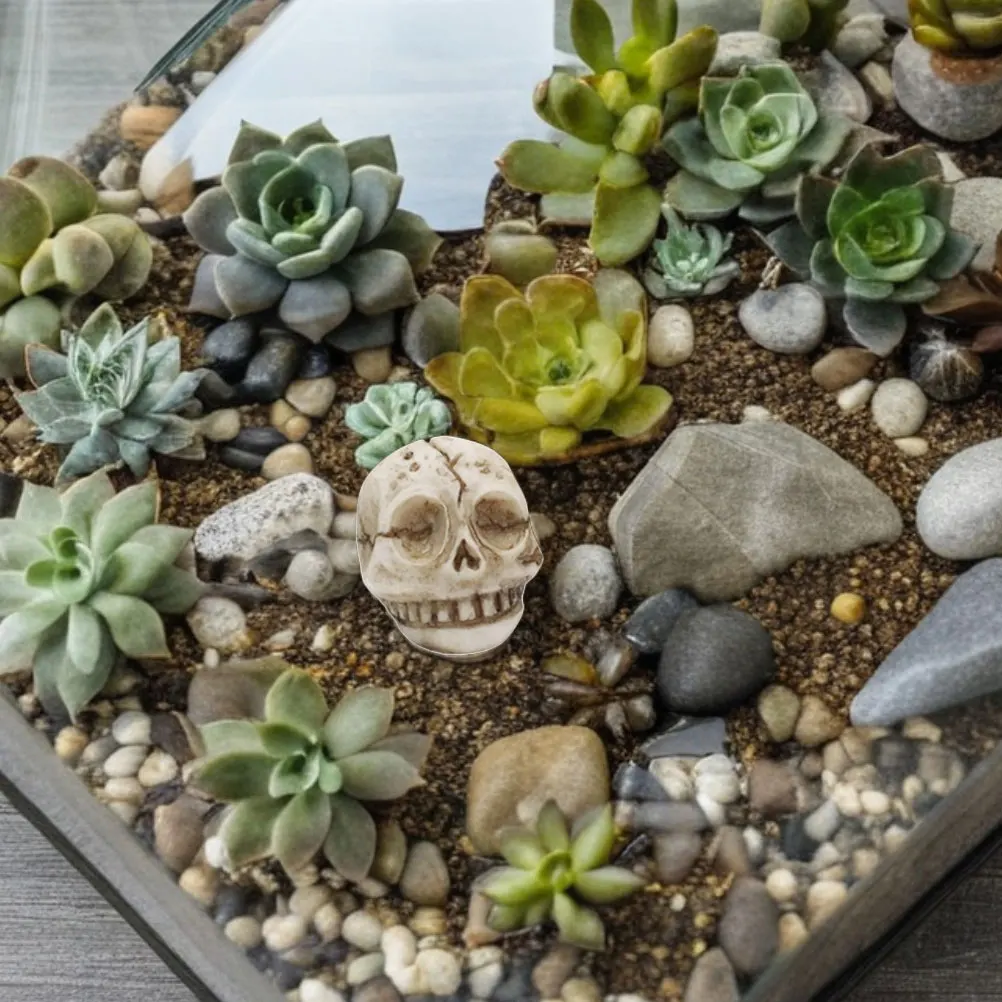 

20Pcs Outdoor Skull Statue Resin Mini Skulls Decoration for Garden Lawn Fish Tank Halloween Party Vase Planter Filler