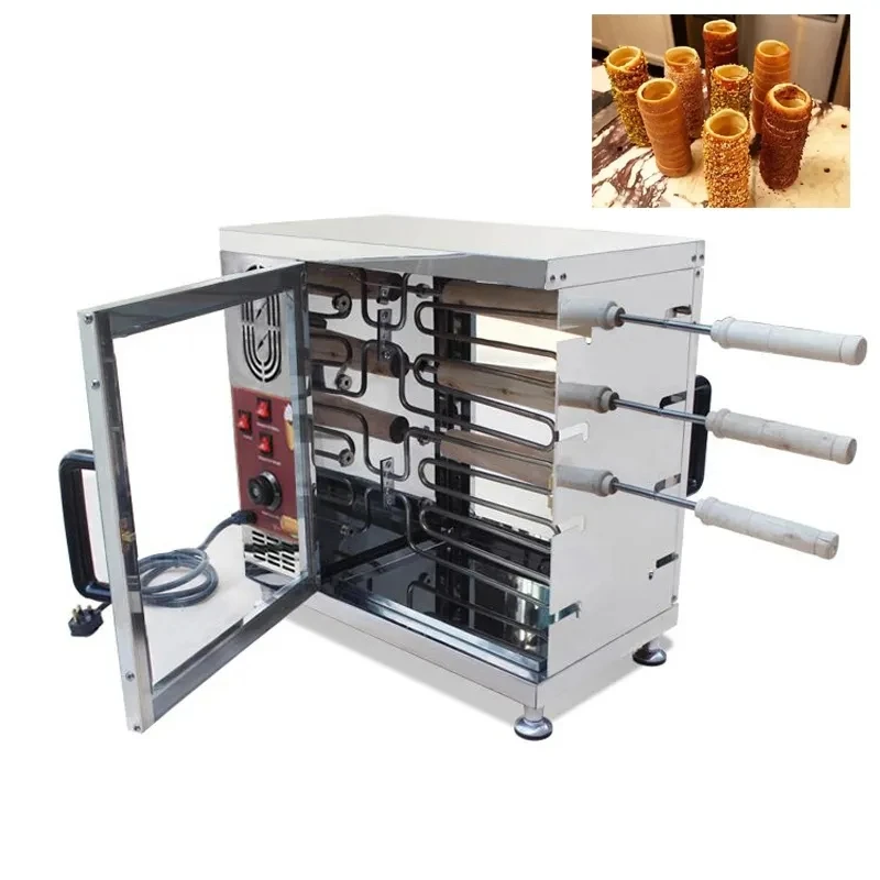 Electric Gas Chimney Cake Donut Doughnut Ice-Cream Cone Maker Hungary Chimney Bread Roll Machine
