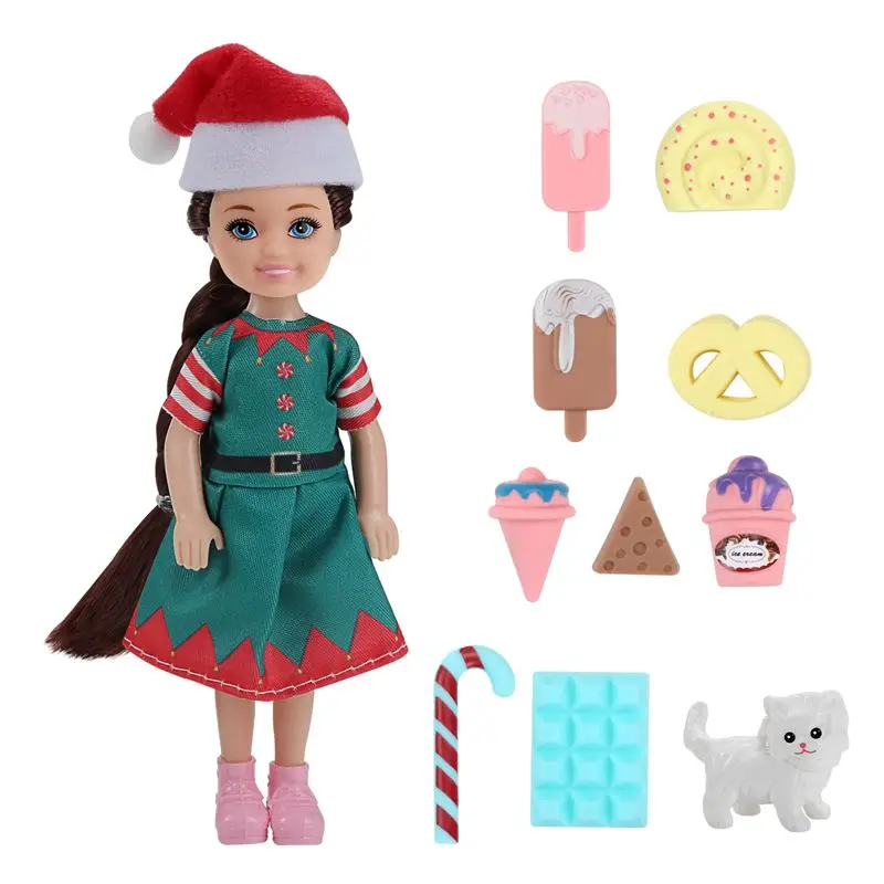 15 PCS Kawaii Items Kids Toys 5.5 Inch Christmas Dolls 14Cm Little Girls Model Mini Foods Pet For Barbie Family DIY Game Gift