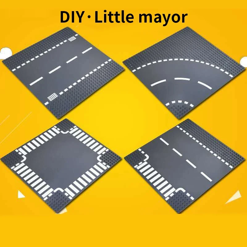 Base Plate 32*32 Building Block Sets City View Traffic Road Figures Construction Toys Bricks Dots Plastic Baseplates For Kids