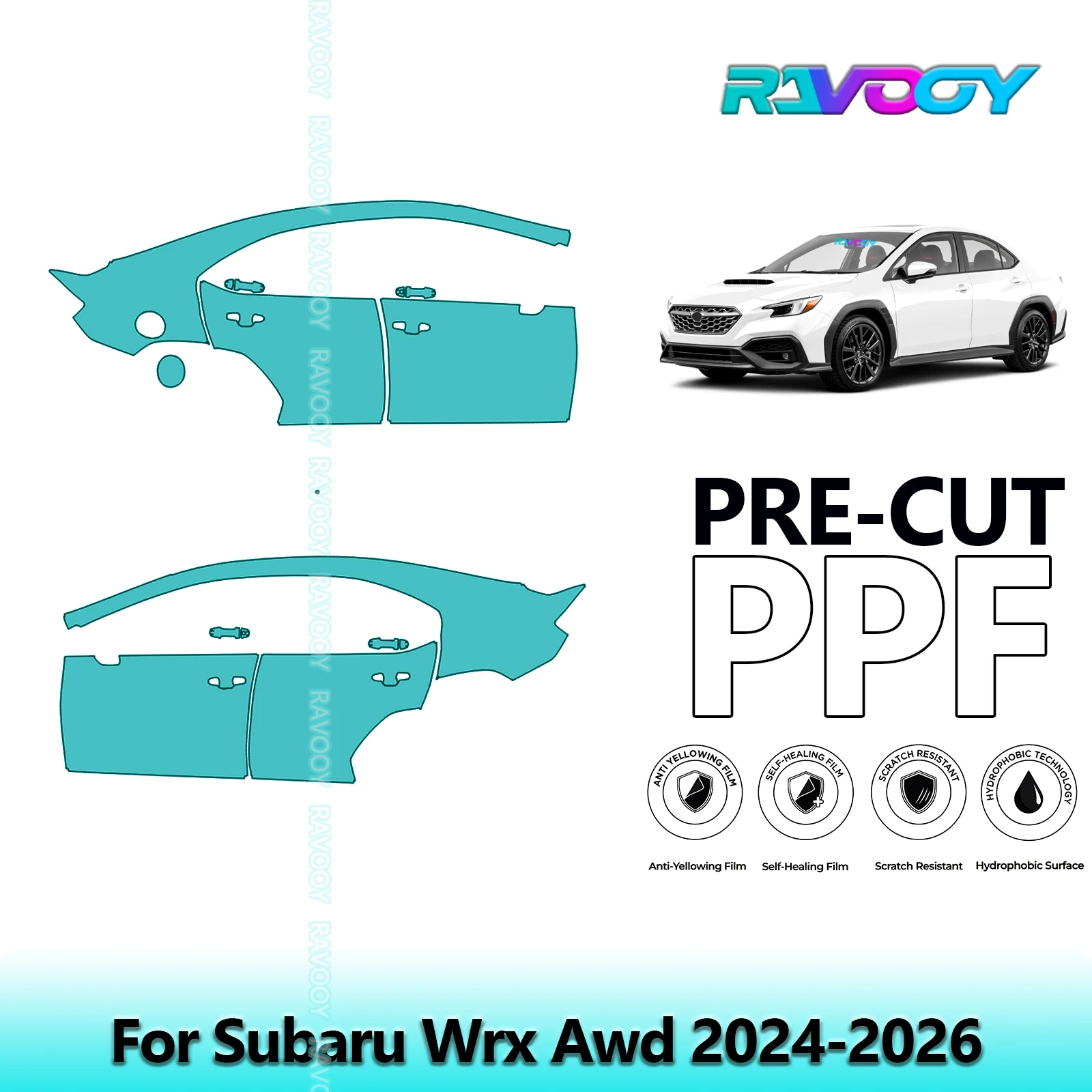 

For Subaru Wrx Awd 2024-2026 8.5mil Clear Matte Pre-Cut PPF Door & A/B Pillar Kit TPU Paint Protection Film Set
