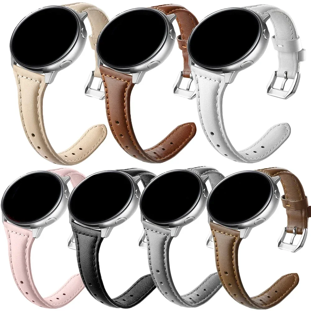 For Samsung Galaxy watch 7/FE/6/5 pro/4 Classic/active 2 20mm 22mm strap sport Slim Leather bracelet Huawei watch GT 5 4-3 band
