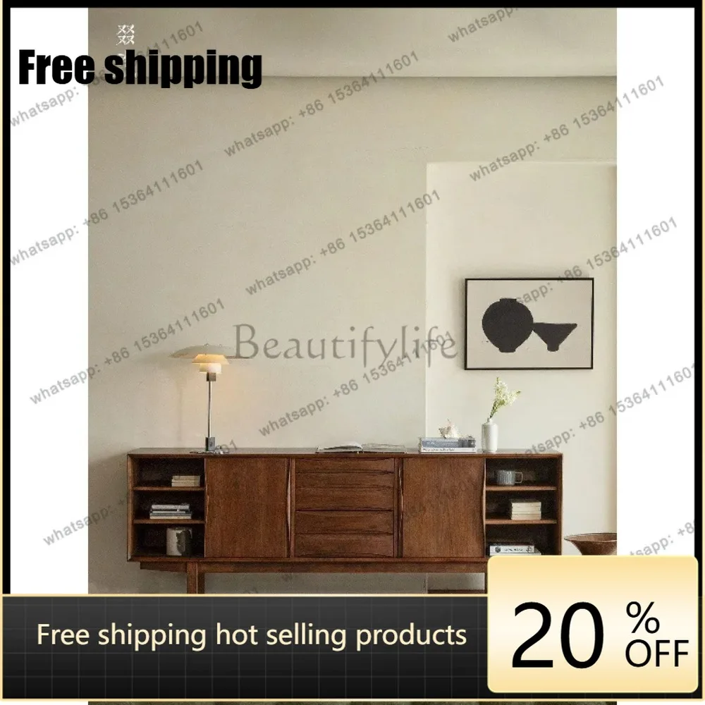 hot  retro style designer solid wood sliding door storage side cabinet living room TV cabinetFactory Direct