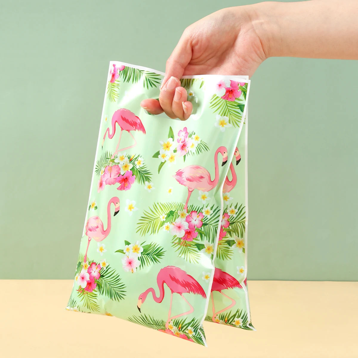 Hawaiian Flamingo Handy Gift Bag Summer Beach Birthday Party Decorations Kids Favors Candy Cookie Bag Hawaii Luau Tropical Party