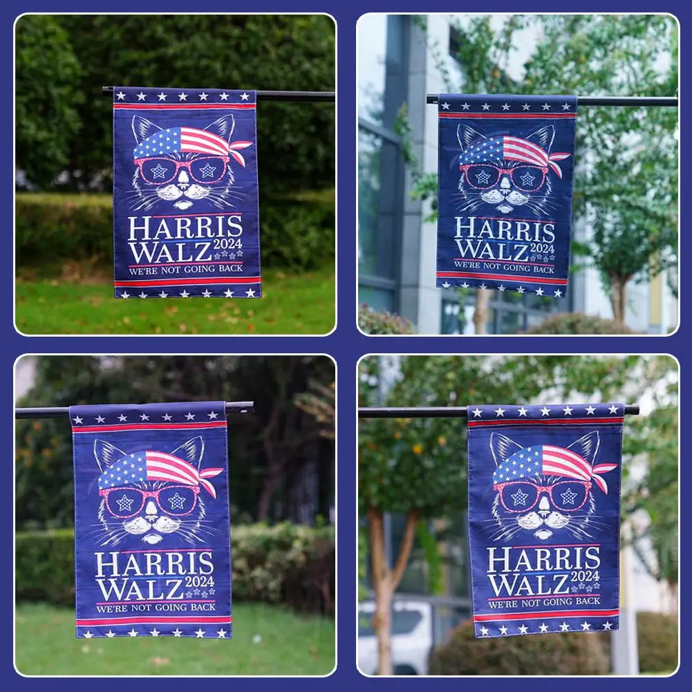 Unique Small Garden Flag Outdoor Garden Retro Decoration Cat Kamala Flag Harris Waltz Logo Flag Women's Yard R8Q4