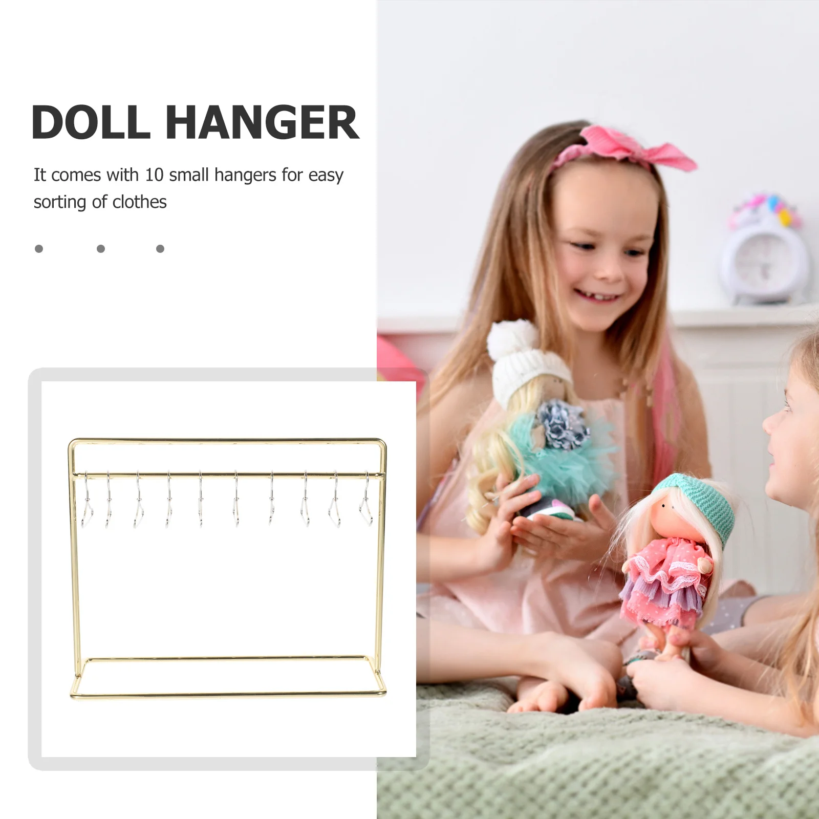 

1 set Mini Clothes Hanger For Iron Dress Rack Sturdy Miniature Garment Hanger Organized Storage Display Stand Accessories