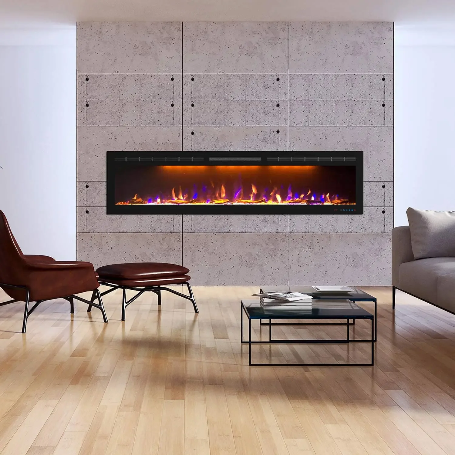 

High Quality Media Electric Fireplace Heaters,72G Inch Luxury Wall and Recessed Slimline Fireplace with Real Flame