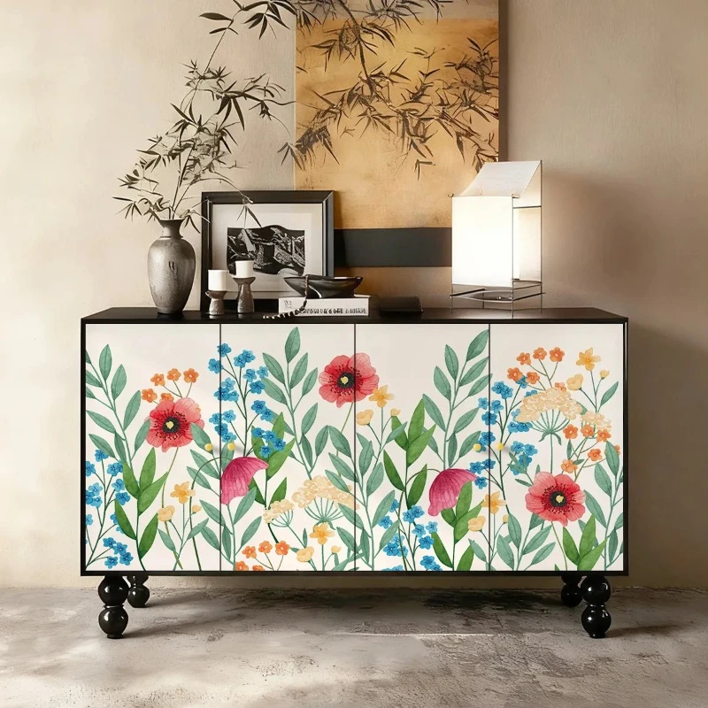 AA  retro entrance cabinet painted flower art shoe cabinet