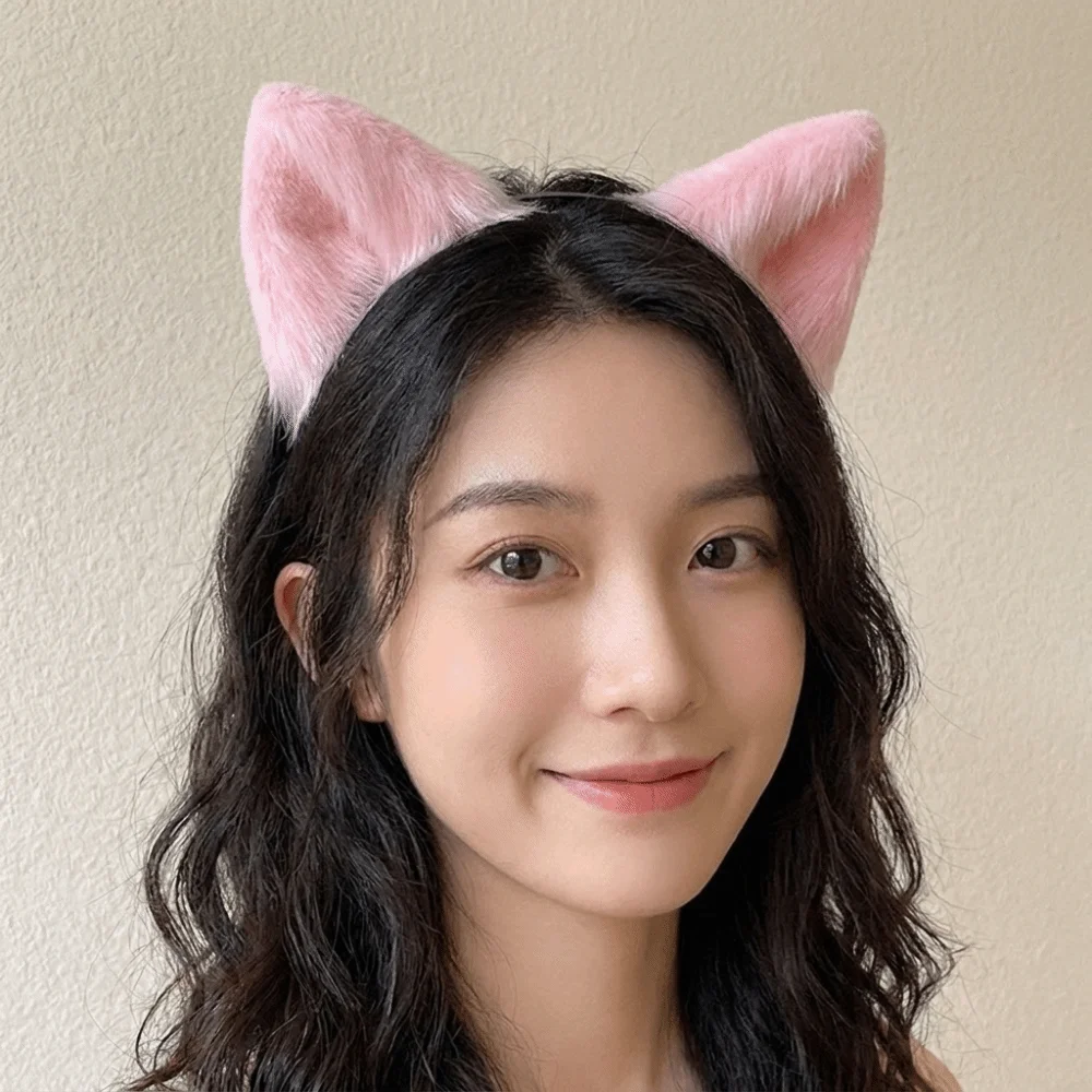 Practical Animal Cat Ears Headband Furry Artificial Gothic Headband Hair Accessories Reusable Hair Accessories Stage