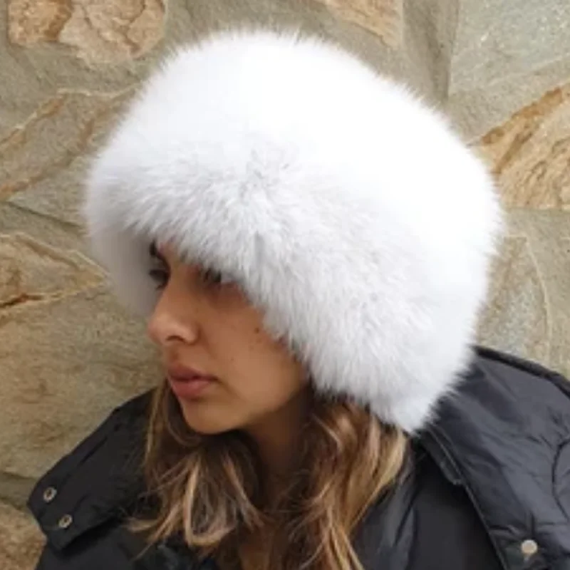 

Winter Plush Faux Fur Hat for Women Thick Fluffy Ear Protection Cap Windproof Warm Headgear Bomber Hat Female Panama Russian Cap