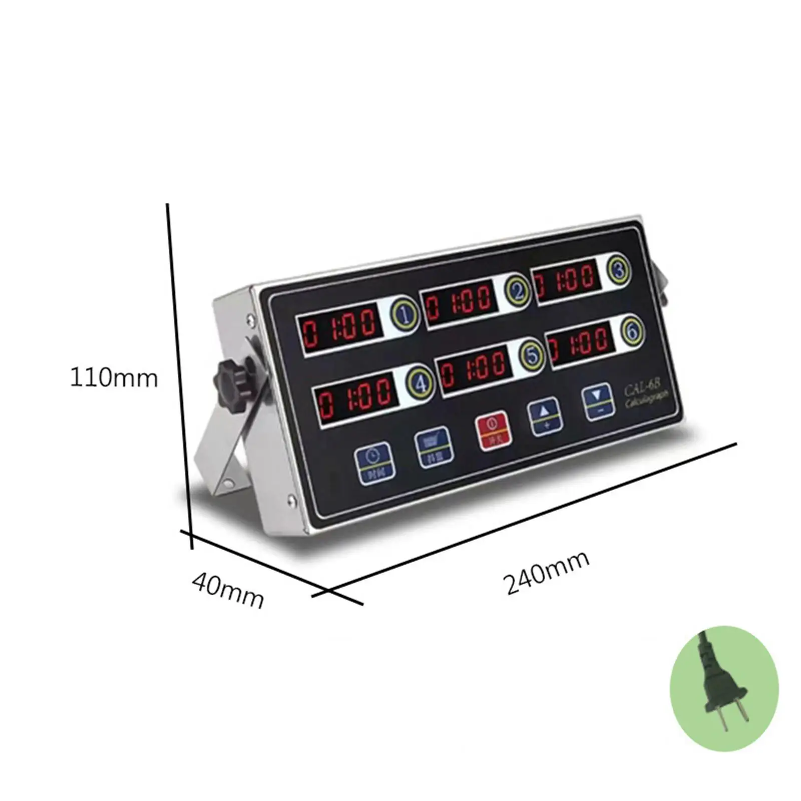 Kitchen Timer with LED Display Stainless Steel Frame Multifunctional Cooking Reminder Timing Clock for Burger Fryer Bakery