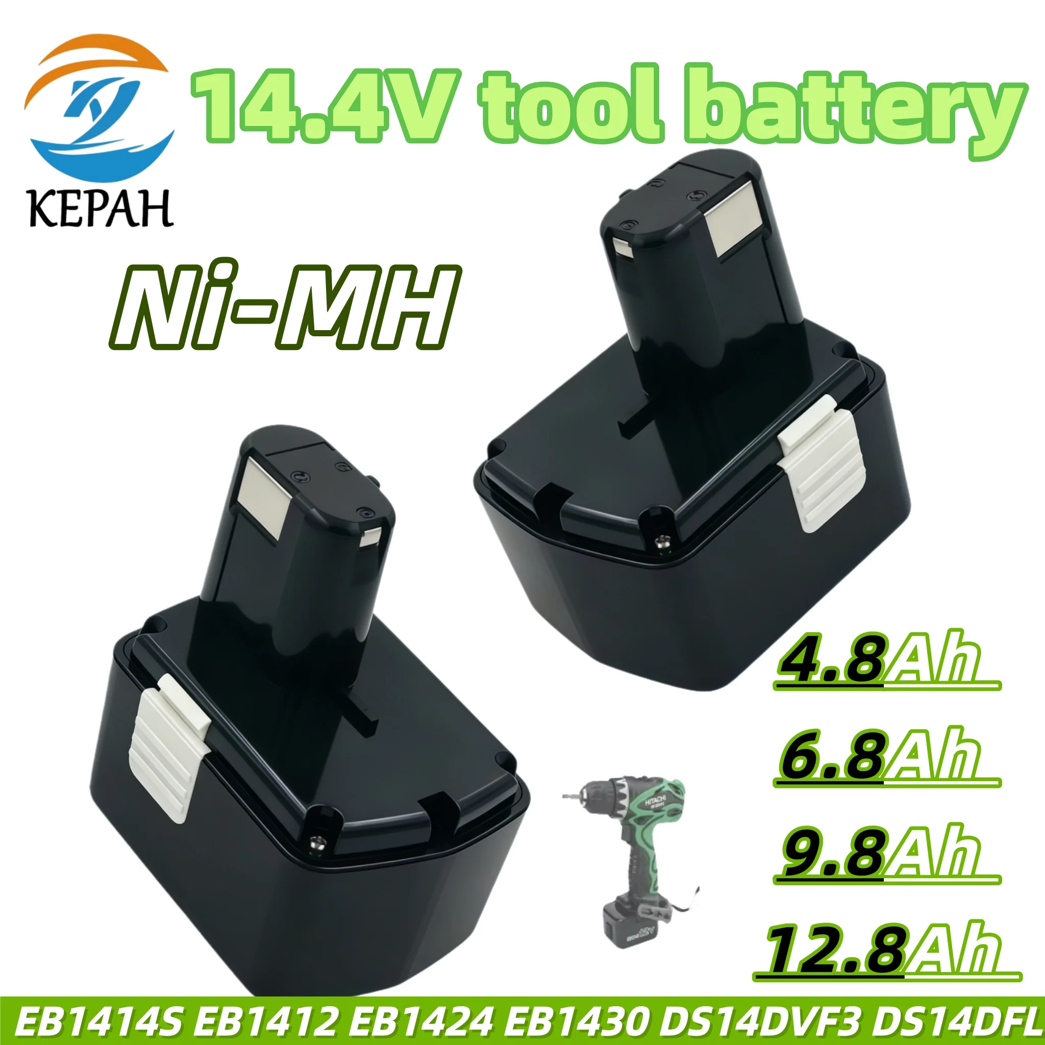 

Newest 14.4V Ni-MH Replaceable Battery｜4.8-12.8Ah Wide Capacity Fully Compatible with Hitachi BCL1430 Series