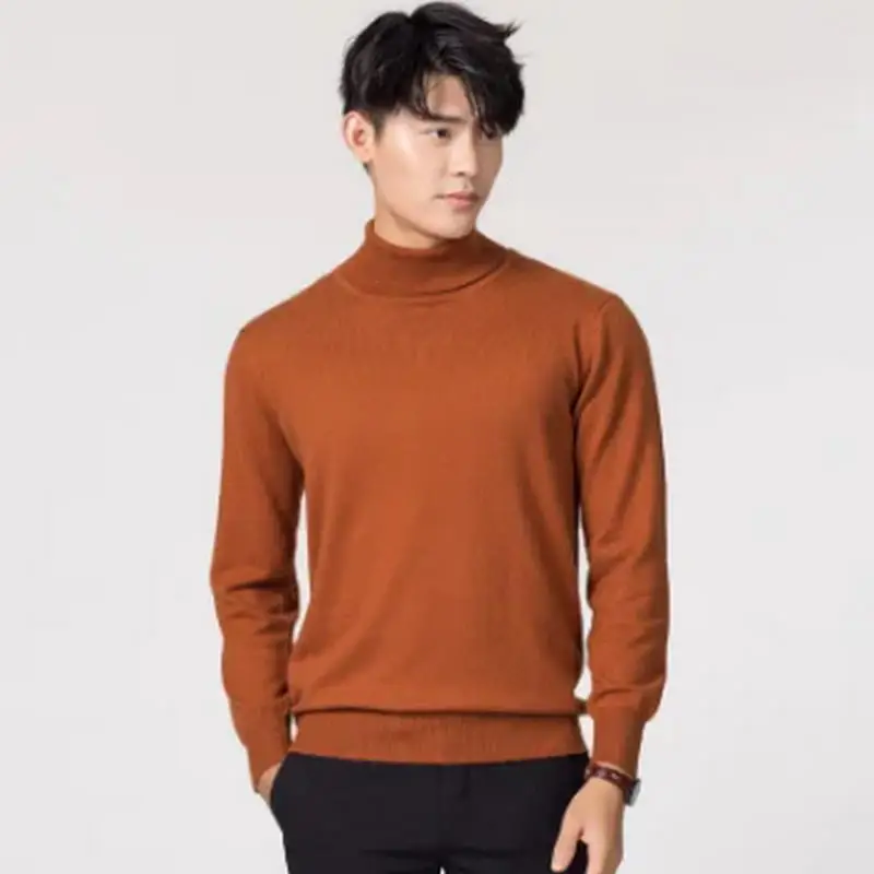 Pullover da uomo a collo alto in misto cotone Cashmere 2024 autunno inverno maglione quotidiano Jersey Hombre Pull Homme maglione lavorato a maglia