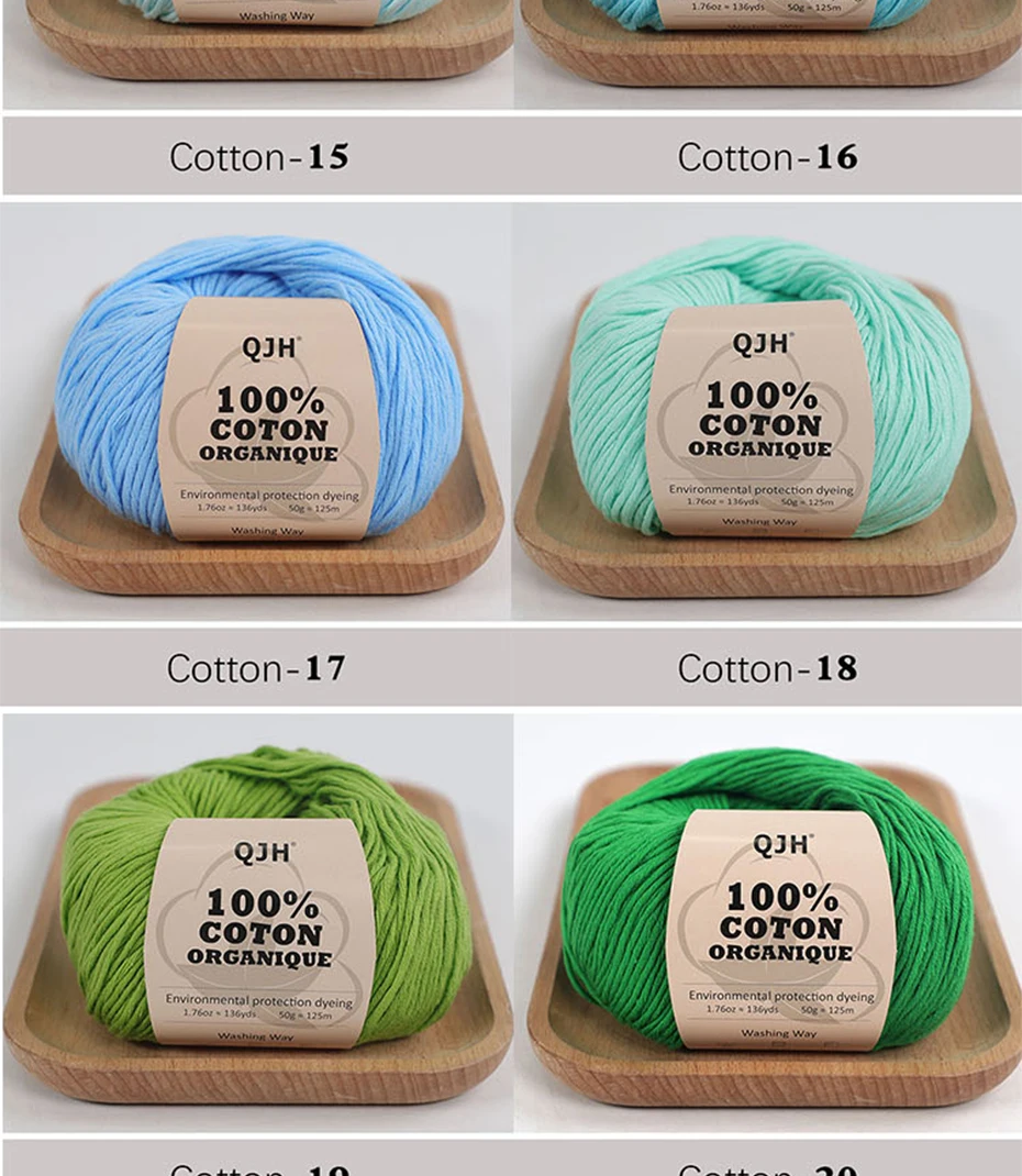 3 Stück 100% Bio-Baumwollgarn, maschinenwaschbar, für Erwachsene und Babys, für Pullover/Handschuhe/Schals/Mützen usw. 50 Gramm (1,76 Unzen) 125 Meter (136 Yards) – Detail 19