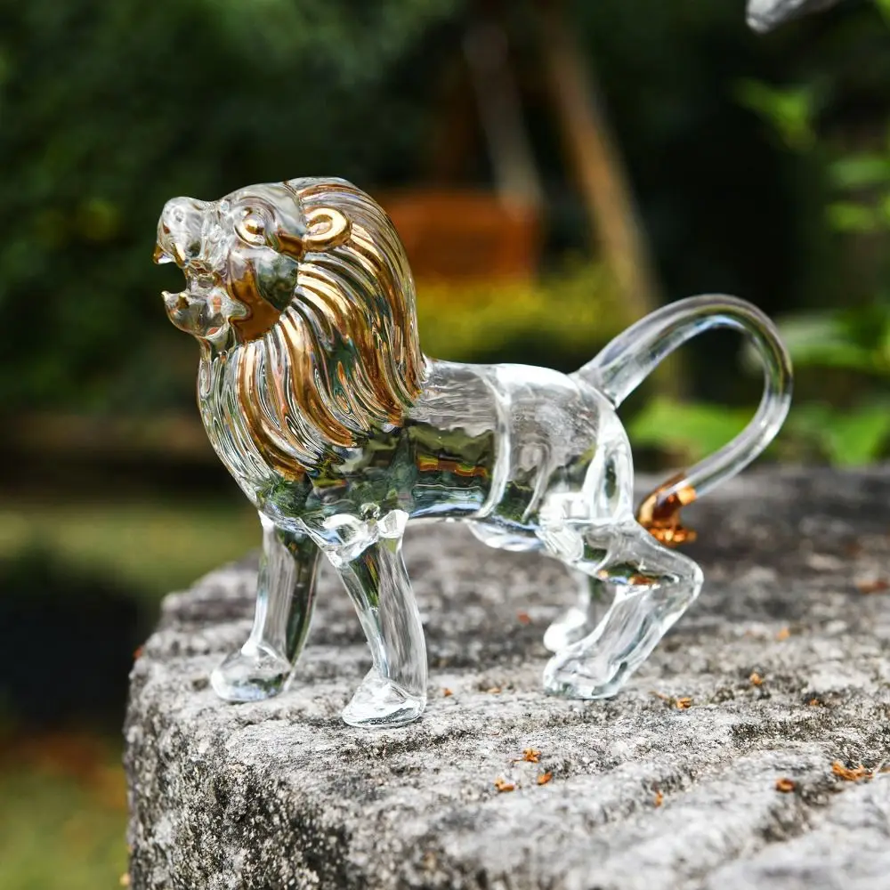 Crystal Lion Crystal Elephant Figurines Frog Rhinoceros Elephant Statue Gilding Process Animal Sculpture