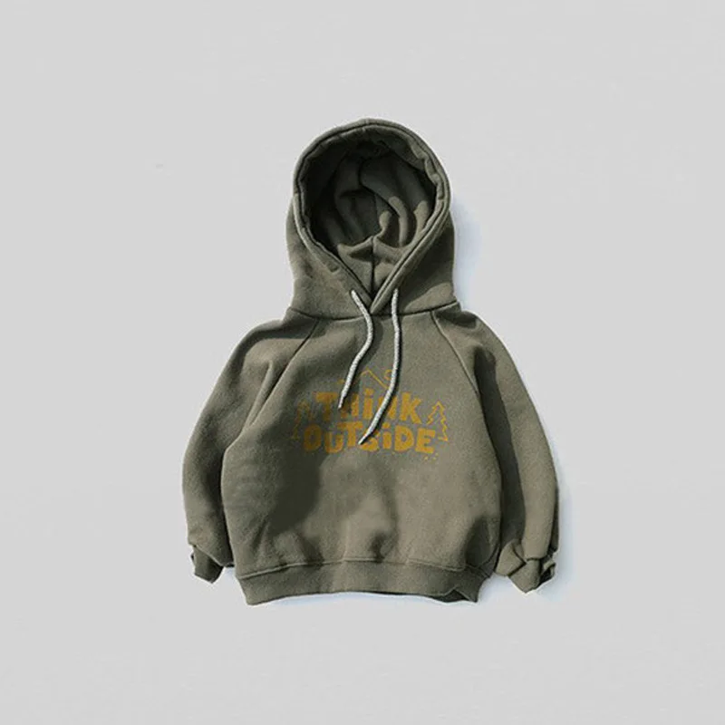 2027 Winter Baby Fleece Hooded Sweatshirts Plus Velvet Thick Infant Letter Print Casual Pullover Toddler Cotton Warm Hoodies