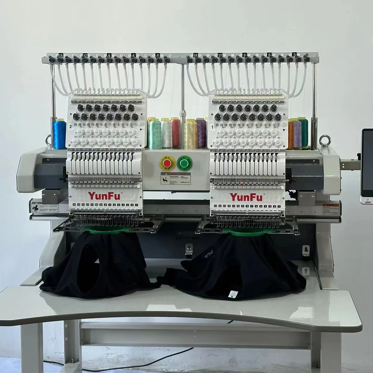High Efficiency 2 Head 12 Needles Cap T-Shirt Flat Socks Computerized Embroidery Machine
